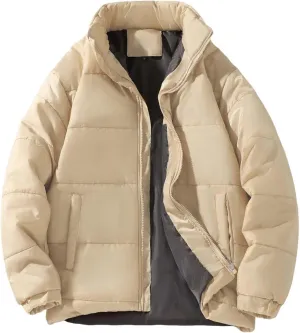 Puffer Jacket Men with Hood Warm Insulated Lightweight Hooded Down Coats Outdoor Winter Windproof Waterproof Jackets Jackets for Men Winter(YC-Khaki,Medium)