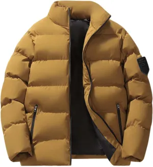 Puffer Jacket Men with Hood Warm Insulated Lightweight Hooded Down Coats Outdoor Winter Windproof Waterproof Jackets Jackets for Men(WB-Orange,Medium)