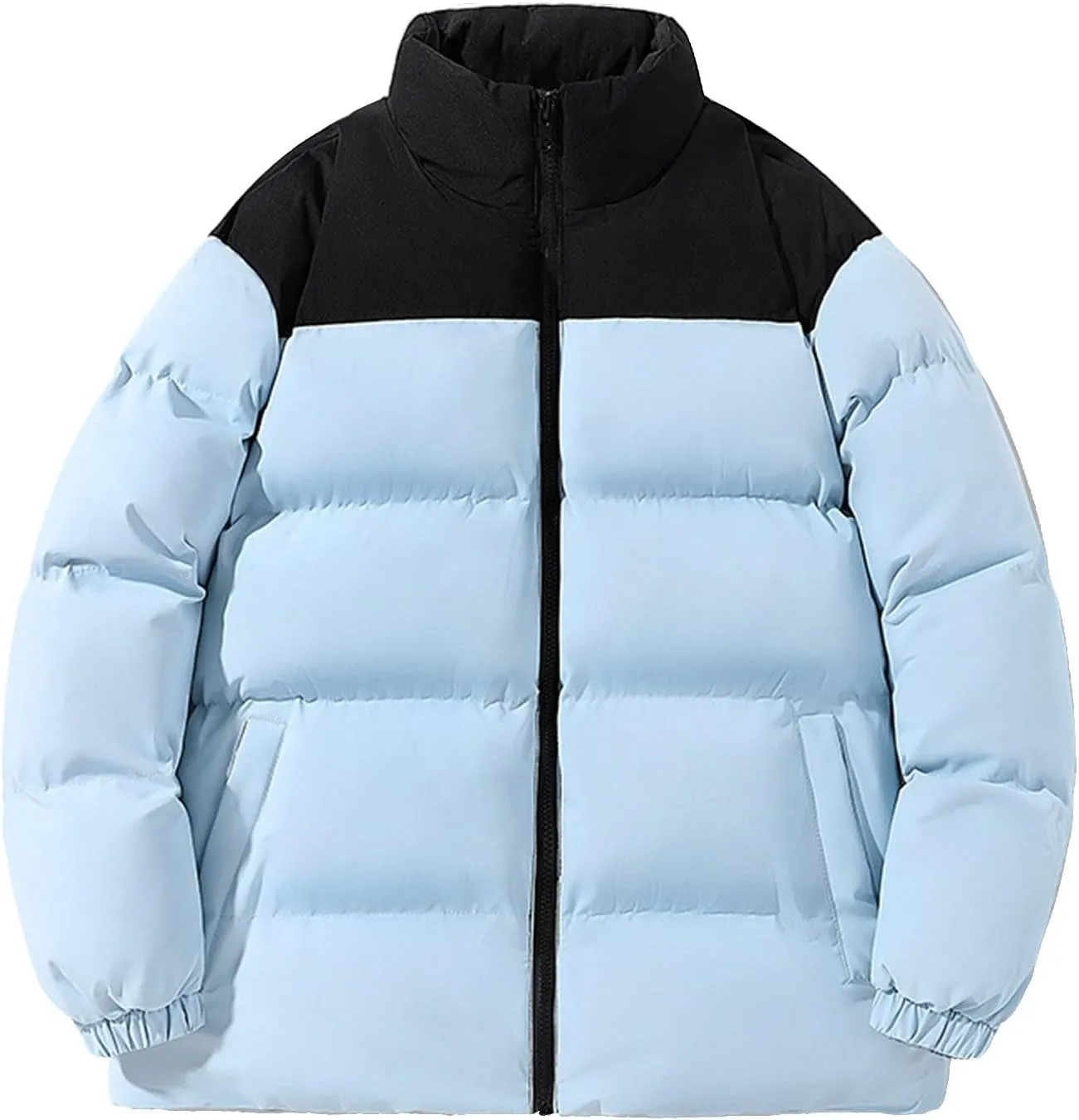 Puffer Jacket Men with Hood Warm Insulated Lightweight Hooded Down Coats Outdoor Winter Windproof Waterproof Jackets Jackets for Men(YD-Blue,Large)