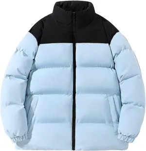 Puffer Jacket Men with Hood Warm Insulated Lightweight Hooded Down Coats Outdoor Winter Windproof Waterproof Jackets Jackets for Men(YD-Blue,Large)