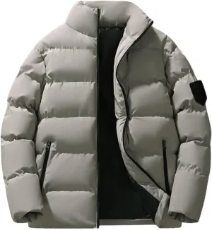 Puffer Jacket Men with Hood Warm Insulated Lightweight Hooded Down Coats Outdoor Winter Windproof Waterproof Jackets Zip Jacket Men(WB-Khaki,Medium)