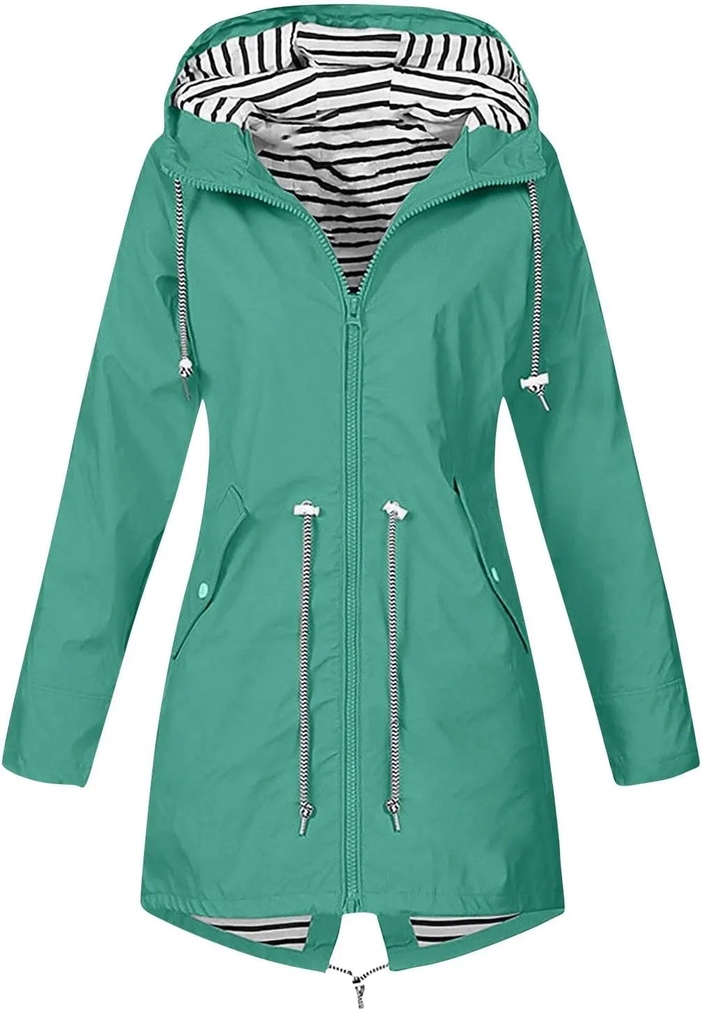 Rain Jacket Women 2024 Fall Lightweight Waterproof Zip Up Raincoat Windbreaker Outdoor Hooded Trench Coat