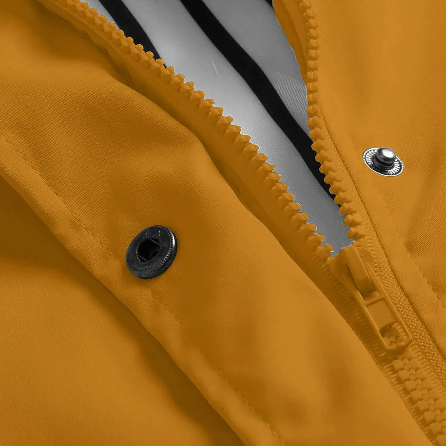 Rain Jacket Women Lightweight Raincoats Outdoor Waterproof Windbreaker Hooded Plaid Lined Trench Coat