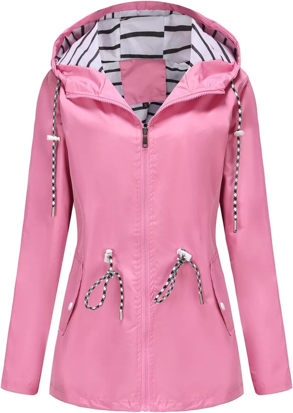 Rain Jacket Women Waterproof Long Hooded Trench Coats Lightweight Outdoor Lined Windbreaker Plus Size Travel Jackets