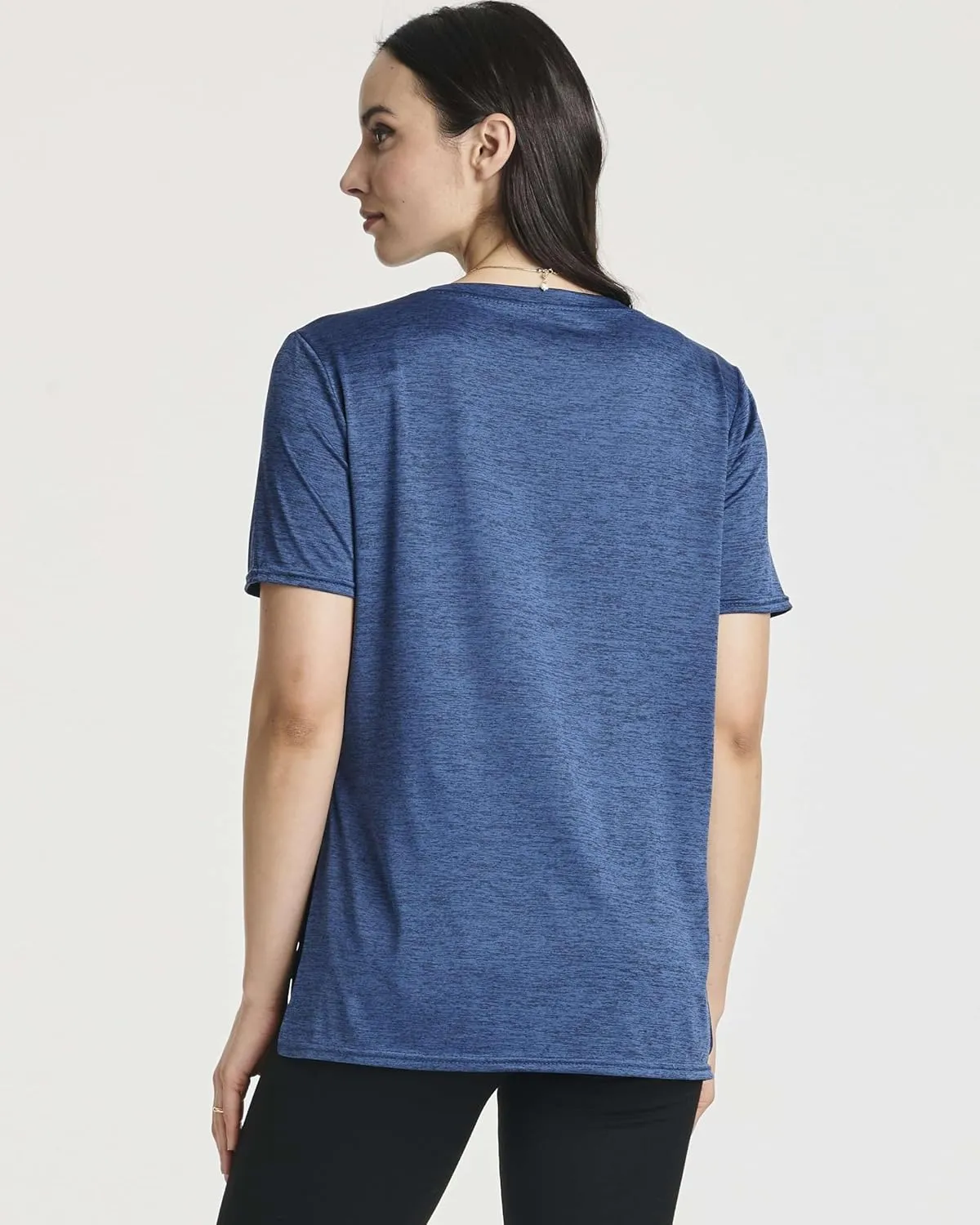 Real Essentials 5 Pack: Women's Short Sleeve Active Workout T-Shirts - Dry Fit Gym Tops with Split Hem (Plus Sizes)