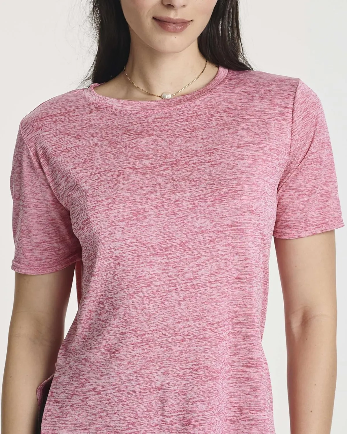 Real Essentials 5 Pack: Women's Short Sleeve Active Workout T-Shirts - Dry Fit Gym Tops with Split Hem (Plus Sizes)