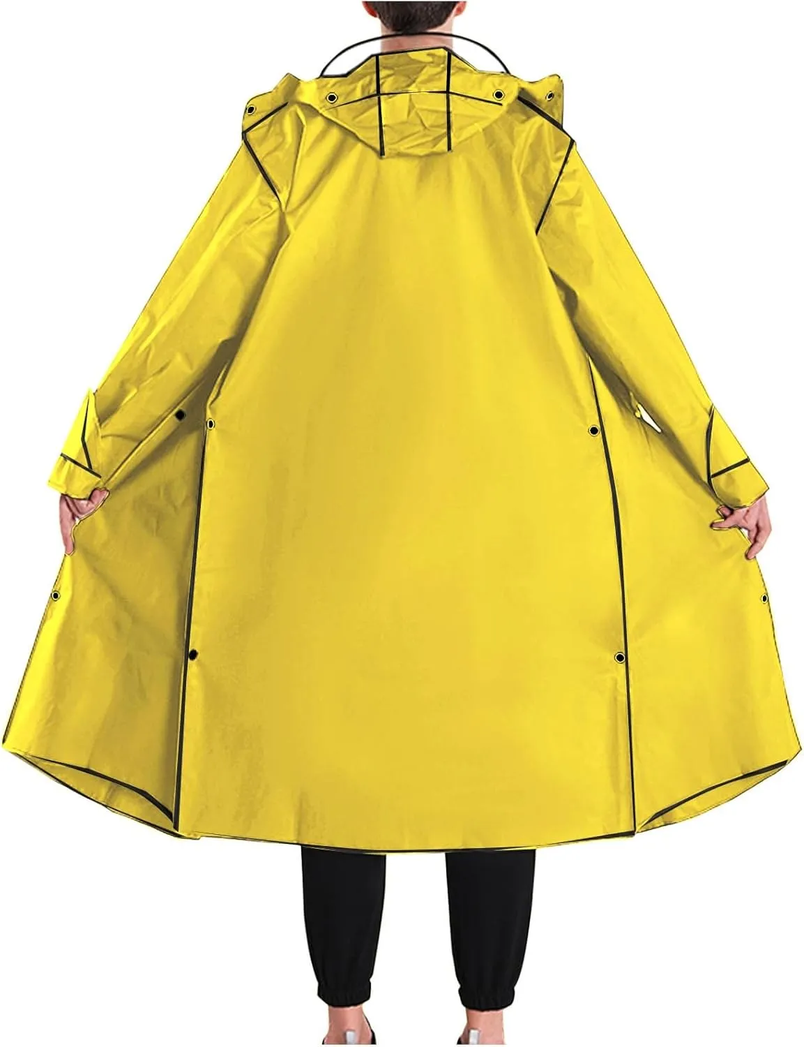 Reusable EVA Rain Poncho Adults Unisex Hooded Waterproof Long Raincoat Clear Rain Jackets Hiking Camping Emergency