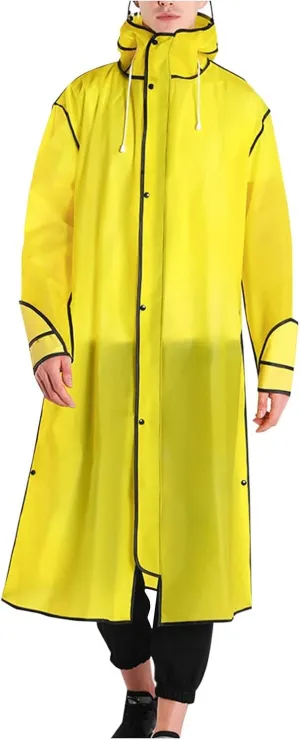 Reusable EVA Rain Poncho Adults Unisex Hooded Waterproof Long Raincoat Clear Rain Jackets Hiking Camping Emergency