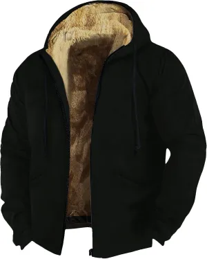 RTRDE Mens Casual Hooded Jacket Heavyweight Full Zip Hoodie Jacket Sherpa Lined Warm Winter Work Coats Jacket, M-7XL