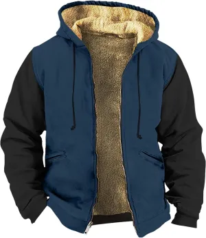 RTRDE Mens Hooded Jacket Outdoor Sherpa Fleece Lined Jackets Warm Winter Zip Up Sweatshirts Hoodie Coats Jacket, M-7XL