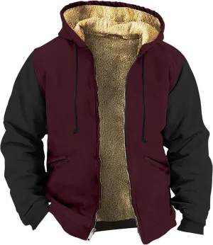 RTRDE Mens Hooded Jacket Outdoor Sherpa Fleece Lined Jackets Warm Winter Zip Up Sweatshirts Hoodie Coats Jacket, M-7XL