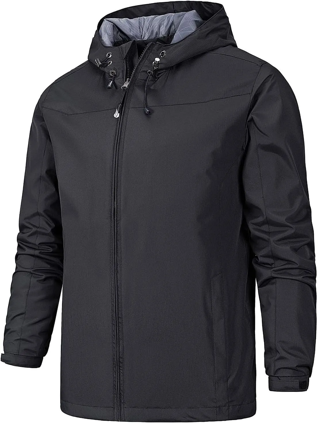 RTRDE Mens Lightweight Rain Jacket Waterproof Jacket with Hood Outdoor Raincoat Softshell Jacket for Hiking, XL-5XL