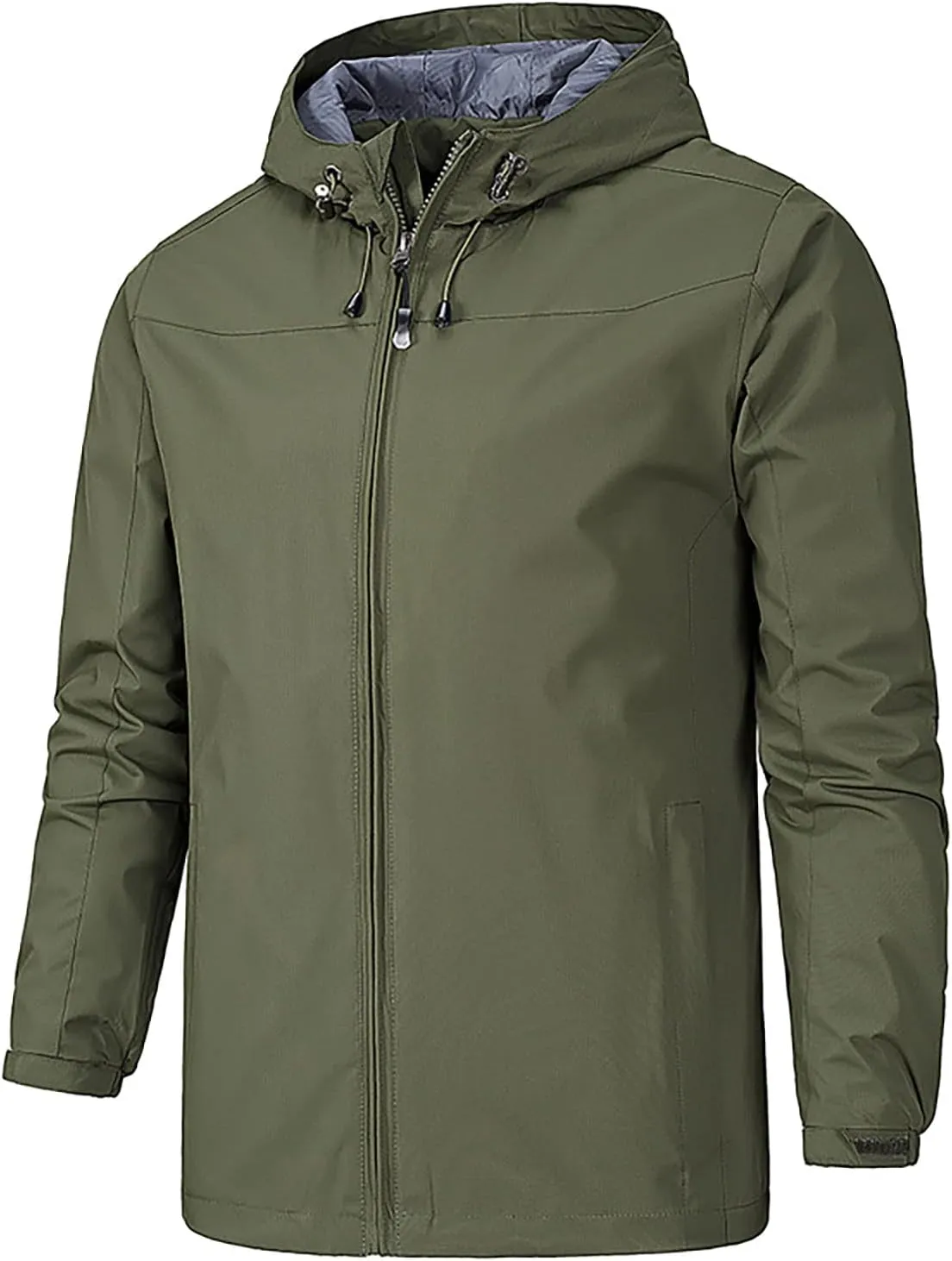 RTRDE Mens Lightweight Rain Jacket Waterproof Jacket with Hood Outdoor Raincoat Softshell Jacket for Hiking, XL-5XL