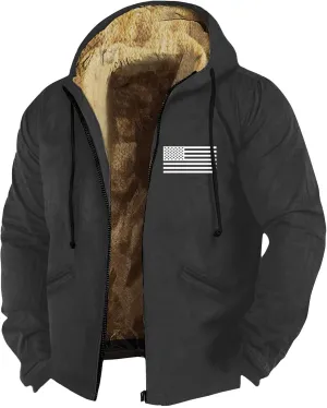 RTRDE Mens Winter Work Coat Zip Up Hoodie Casual Sherpa Lined Jackets Fleece Warm Work Coats Outwear Casual Jacket