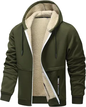 RTRDE Mens Work Jacket Zip Up Sweatshirts Heavyweight Winter Fleece Sherpa Lined Warm Hoodie Jackets Coats Jacket, S-3XL