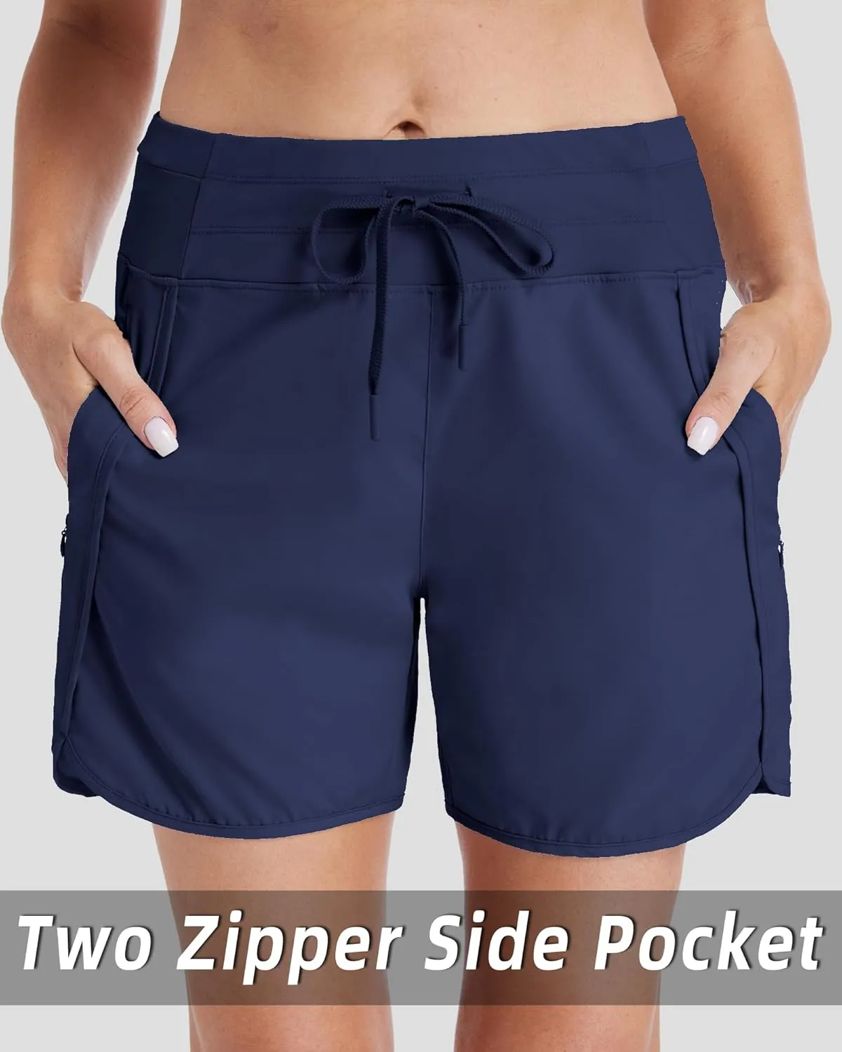 Running Shorts for Women 5" Athletic High Waisted Quick Dry Active Exercise Hiking Shorts with 3 Zipper Pocket