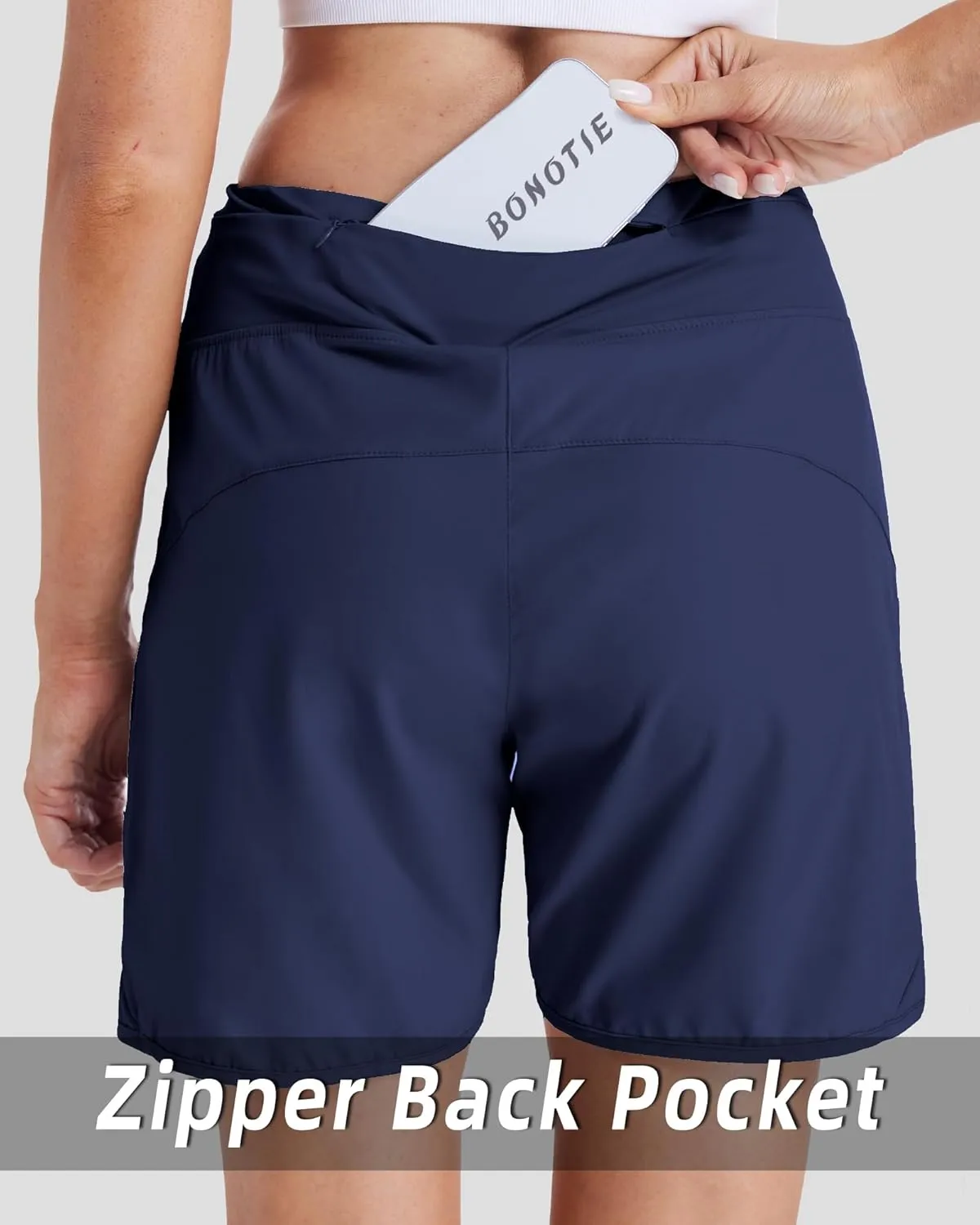 Running Shorts for Women 5" Athletic High Waisted Quick Dry Active Exercise Hiking Shorts with 3 Zipper Pocket