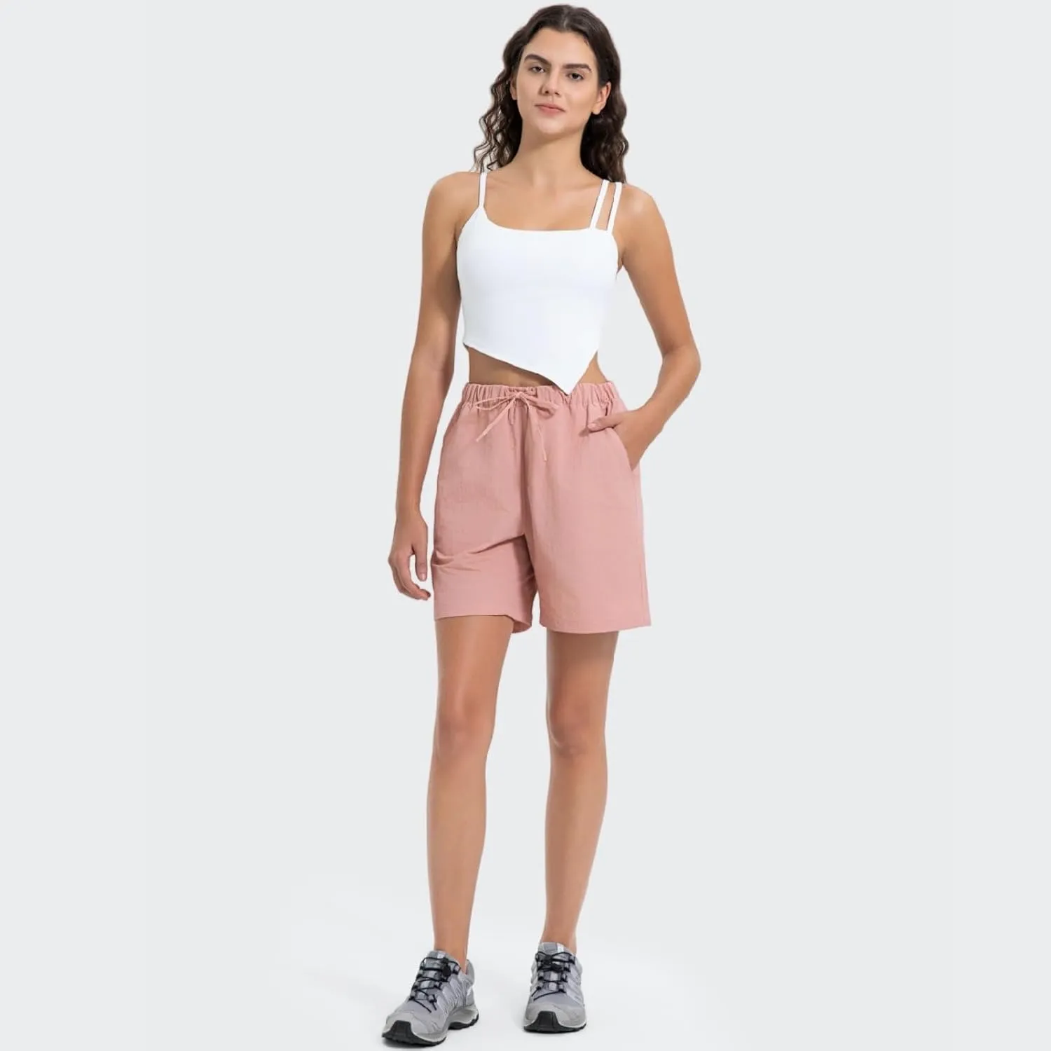 Running Shorts for Women High Waisted Drawstring Athletic Quick Dry Lightweight Shorts with Pockets