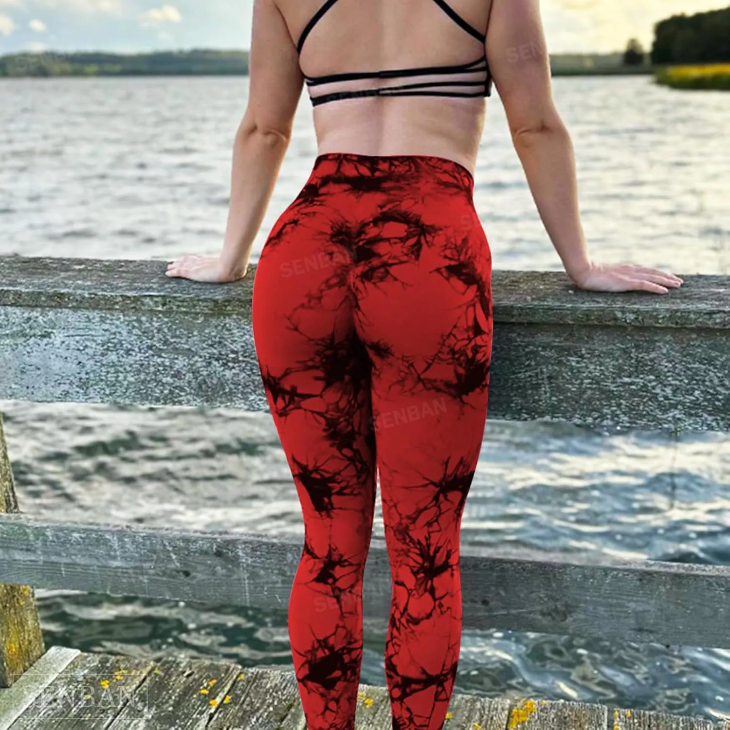 SENBAN Women Scrunch Workout Leggings: Butt Lifting High Waisted Yoga Pants - Tie Dye Seamless Booty Gym Leggings