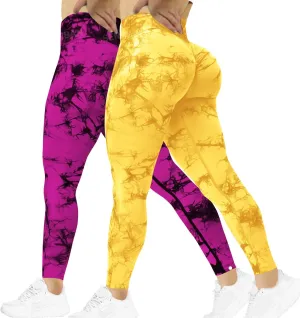 SENBAN Women Scrunch Workout Leggings: Butt Lifting High Waisted Yoga Pants - Tie Dye Seamless Booty Gym Leggings
