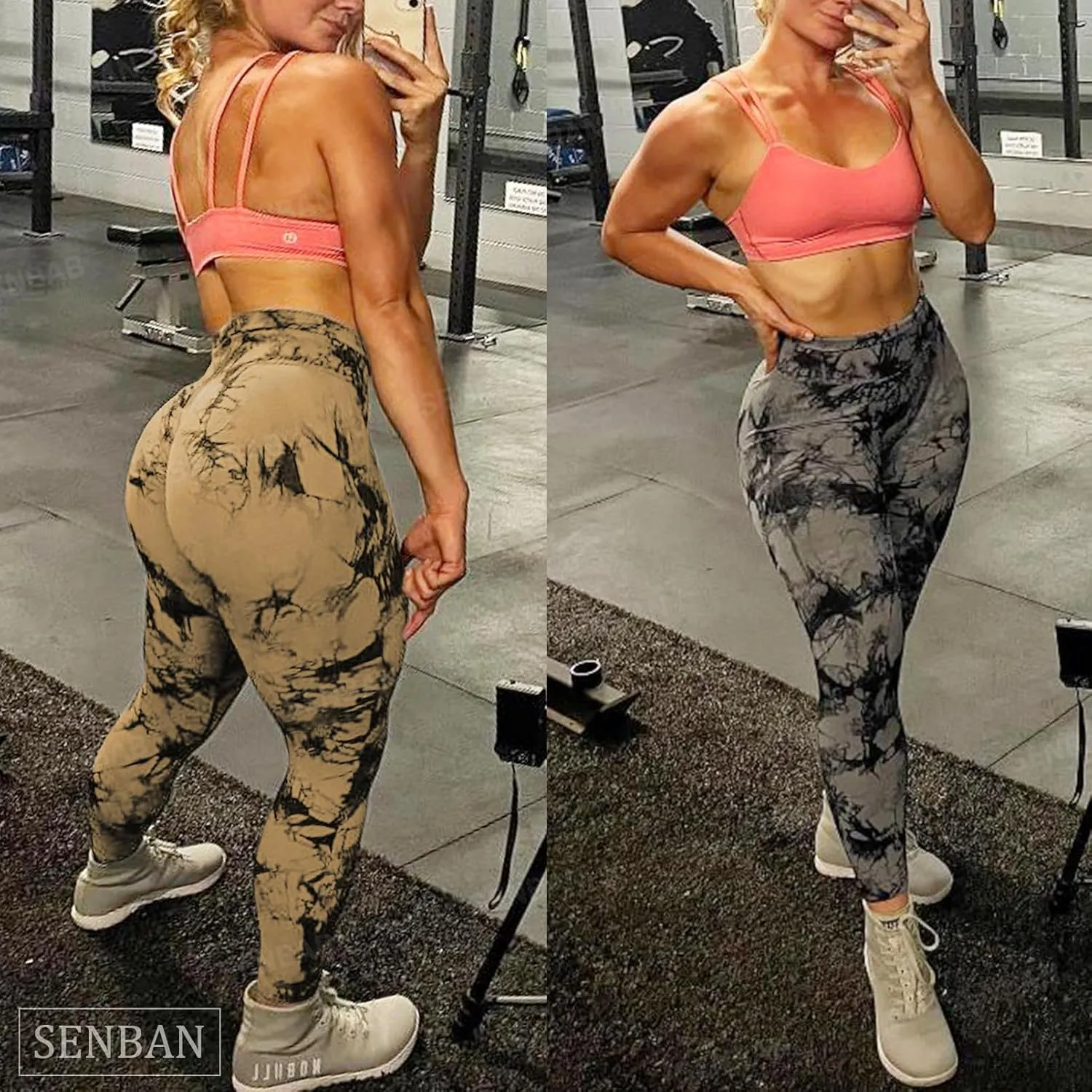 SENBAN Women Scrunch Workout Leggings: Butt Lifting High Waisted Yoga Pants - Tie Dye Seamless Booty Gym Leggings