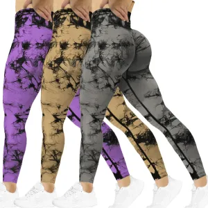 SENBAN Women Scrunch Workout Leggings: Butt Lifting High Waisted Yoga Pants - Tie Dye Seamless Booty Gym Leggings