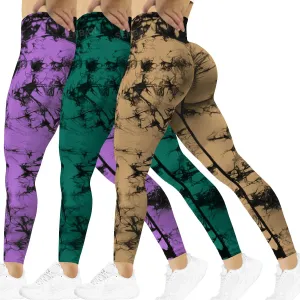 SENBAN Women Scrunch Workout Leggings: Butt Lifting High Waisted Yoga Pants - Tie Dye Seamless Booty Gym Leggings