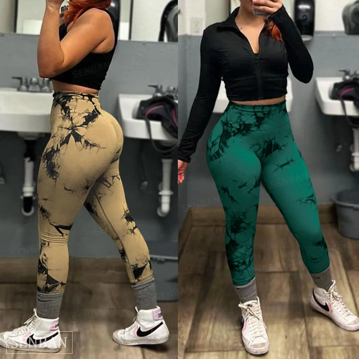 SENBAN Women Scrunch Workout Leggings: Butt Lifting High Waisted Yoga Pants - Tie Dye Seamless Booty Gym Leggings