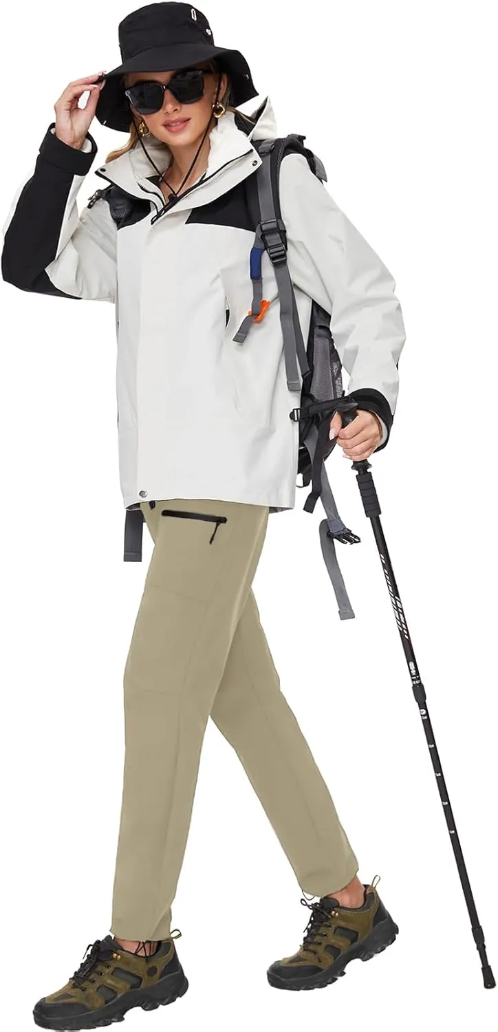 SEVEGO Womens Hiking Pants Tall Inseam 30"/32"/34"/36" Athletic Cargo Pants Lightweight 4 Zipper Pockets Water Resistant