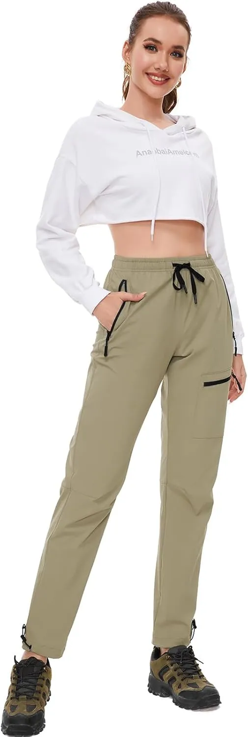 SEVEGO Womens Hiking Pants Tall Inseam 30"/32"/34"/36" Athletic Cargo Pants Lightweight 4 Zipper Pockets Water Resistant