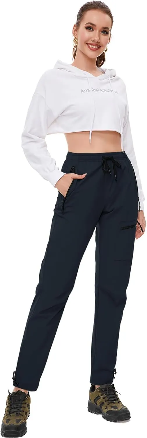 SEVEGO Womens Hiking Pants Tall Inseam 30"/32"/34"/36" Athletic Cargo Pants Lightweight 4 Zipper Pockets Water Resistant
