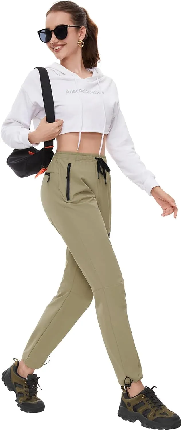 SEVEGO Womens Hiking Pants Tall Inseam 30"/32"/34"/36" Athletic Cargo Pants Lightweight 4 Zipper Pockets Water Resistant