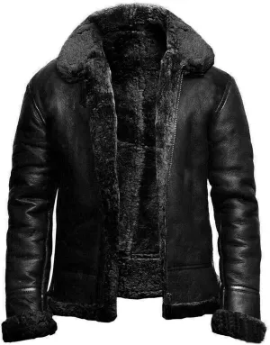 Shearling Jacket Men Faux Suede Sherpa Lined Sheepskin Jacket Aviator Flying Jacket Zip Up Bomber Winter Coat Outwear