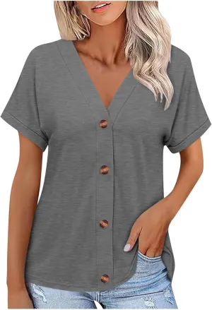 Short Sleeve Lightweight Summer Cardigan for Women, Button Down Open Front V Neck Bolero Shrugs Cover Ups