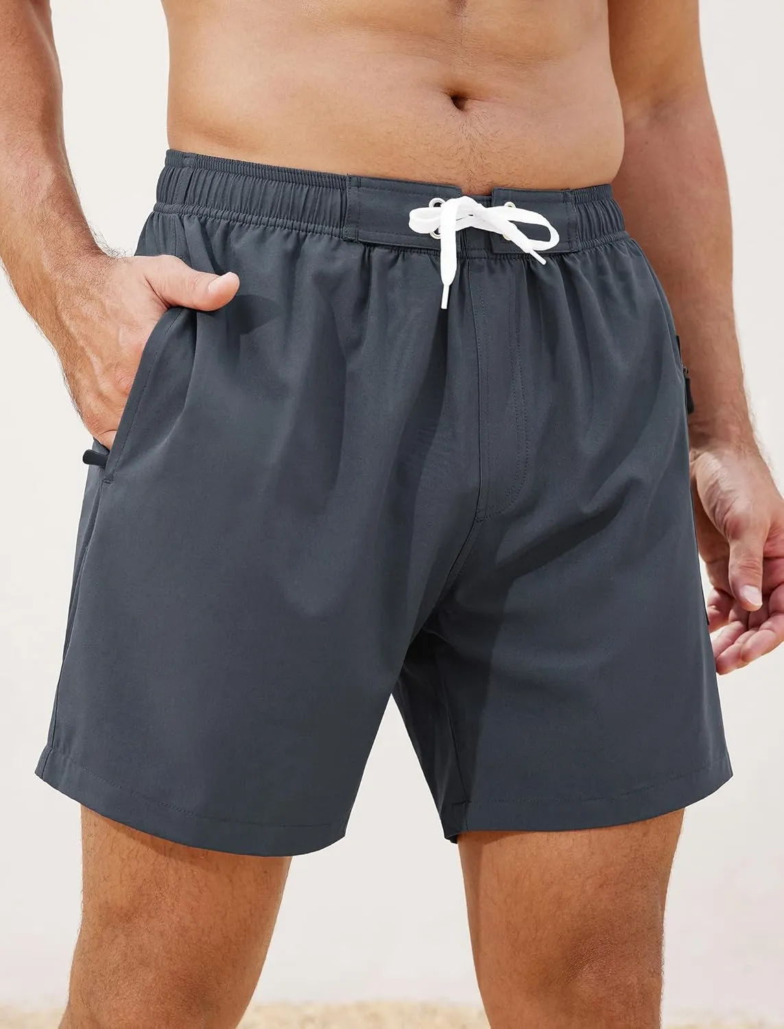 SILKWORLD Mens Swim Trunks 6" Quick Dry Bathing Suit Beach Swimming Shorts with Compression Liner and Zipper Pockets