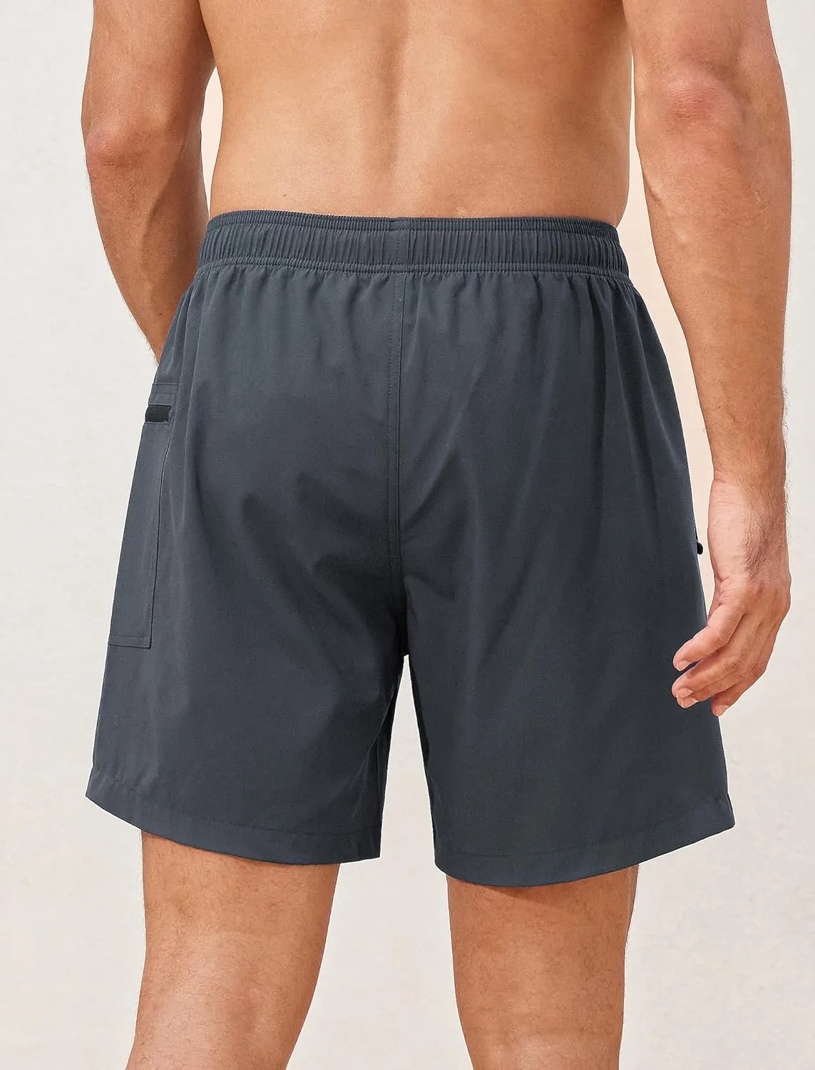 SILKWORLD Mens Swim Trunks 6" Quick Dry Bathing Suit Beach Swimming Shorts with Compression Liner and Zipper Pockets
