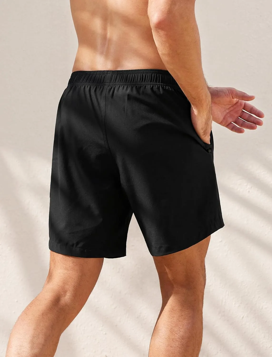 SILKWORLD Mens Swim Trunks 6" Quick Dry Bathing Suit Beach Swimming Shorts with Compression Liner and Zipper Pockets