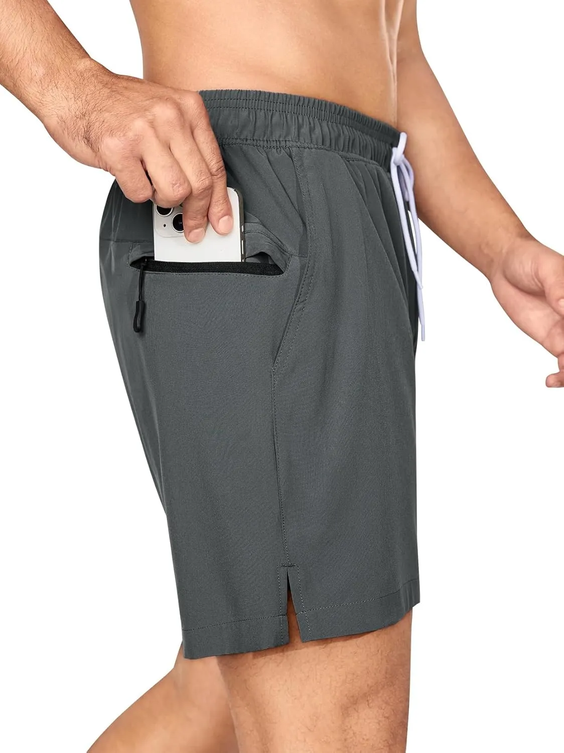 SILKWORLD Men's Swim Trunks Quick Dry Bathing Suits 6 Inch Swimming Shorts with Compression Liner and Zipper Pockets