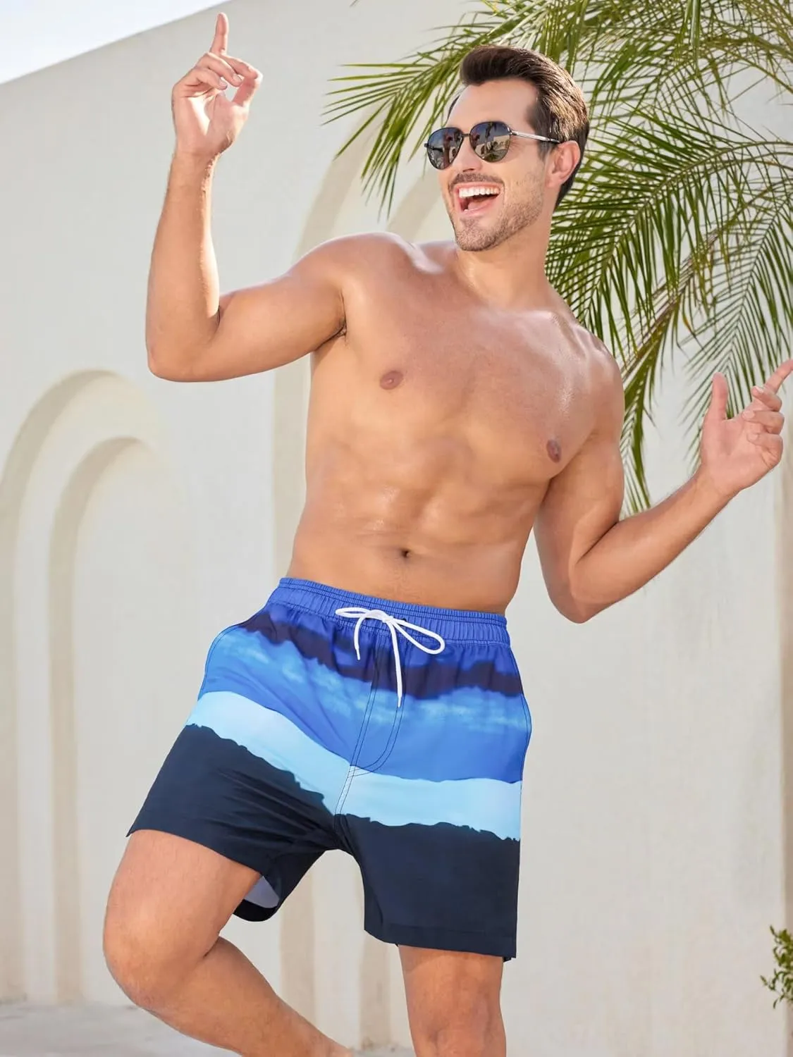 SILKWORLD Men's Swim Trunks Quick Dry Bathing Suits 6 Inch Swimming Shorts with Compression Liner and Zipper Pockets