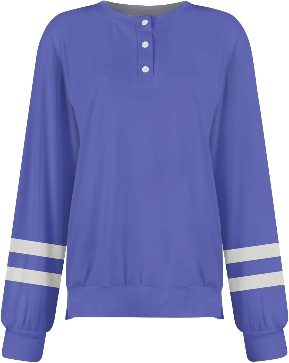 slqdgmryz Long Sleeve Tops for Women Spring Striped Color Block Henley Shirts Casual Crewneck Comfy Button Down Blouses