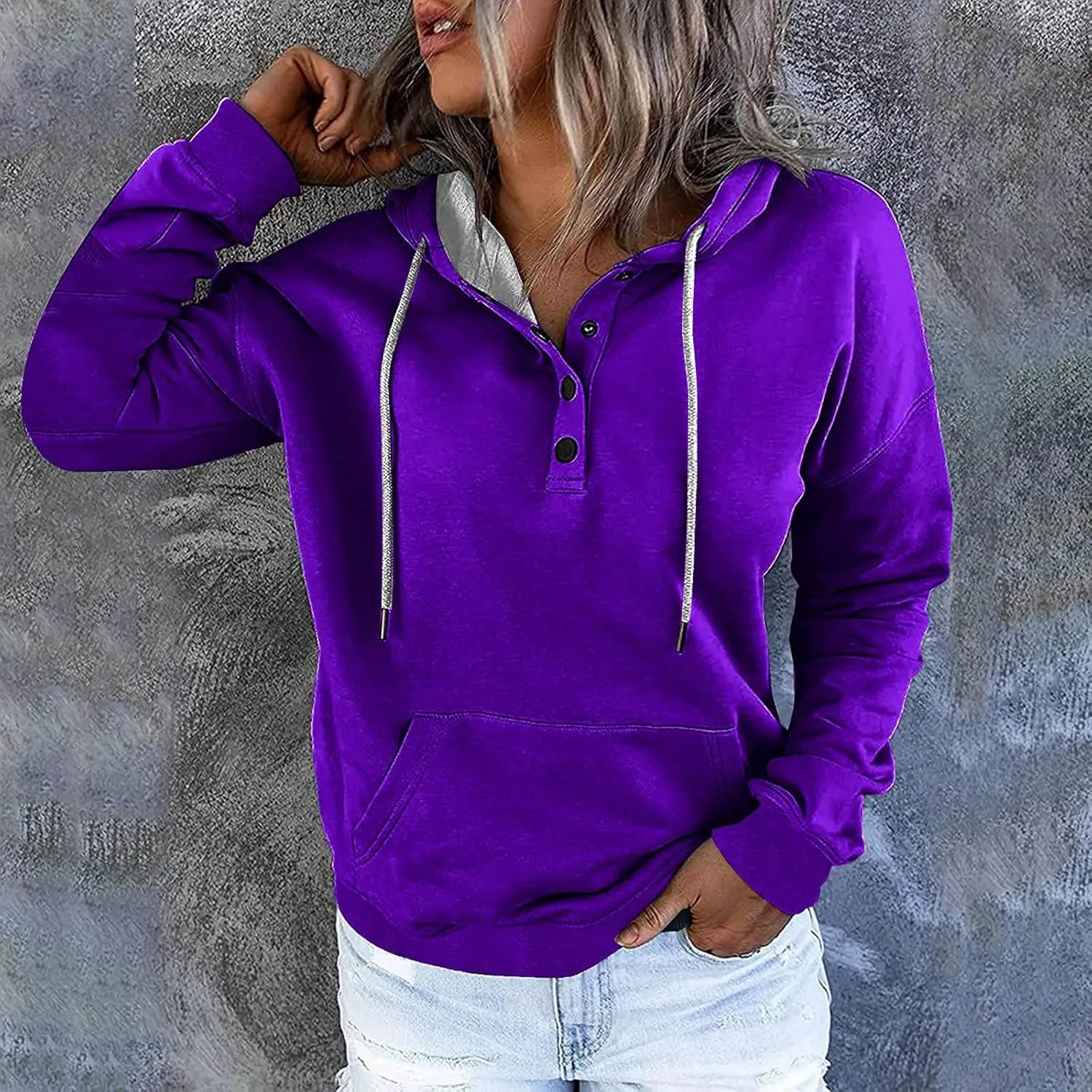 SMIDOW Hooded Sweatshirts for Women Pullover Tops Fleece Fall Winter Tunic Blouses Athletic Workout Pullover Y2K Clothes