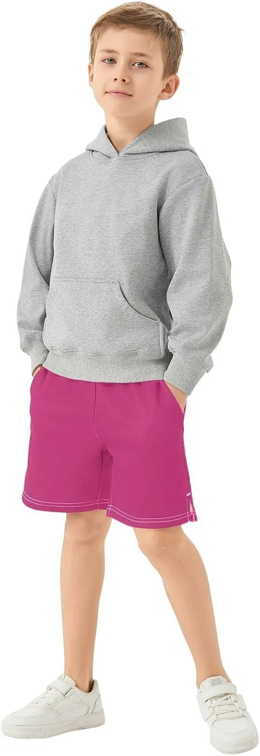 Solid Color Boys Athletic Shorts Quick Dry Kids Active Running Shorts with Pockets