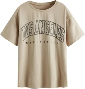 SOLY HUX Women's Oversized Tshirts Letter Graphic Summer Vintage Tees Loose Casual Gym Tops