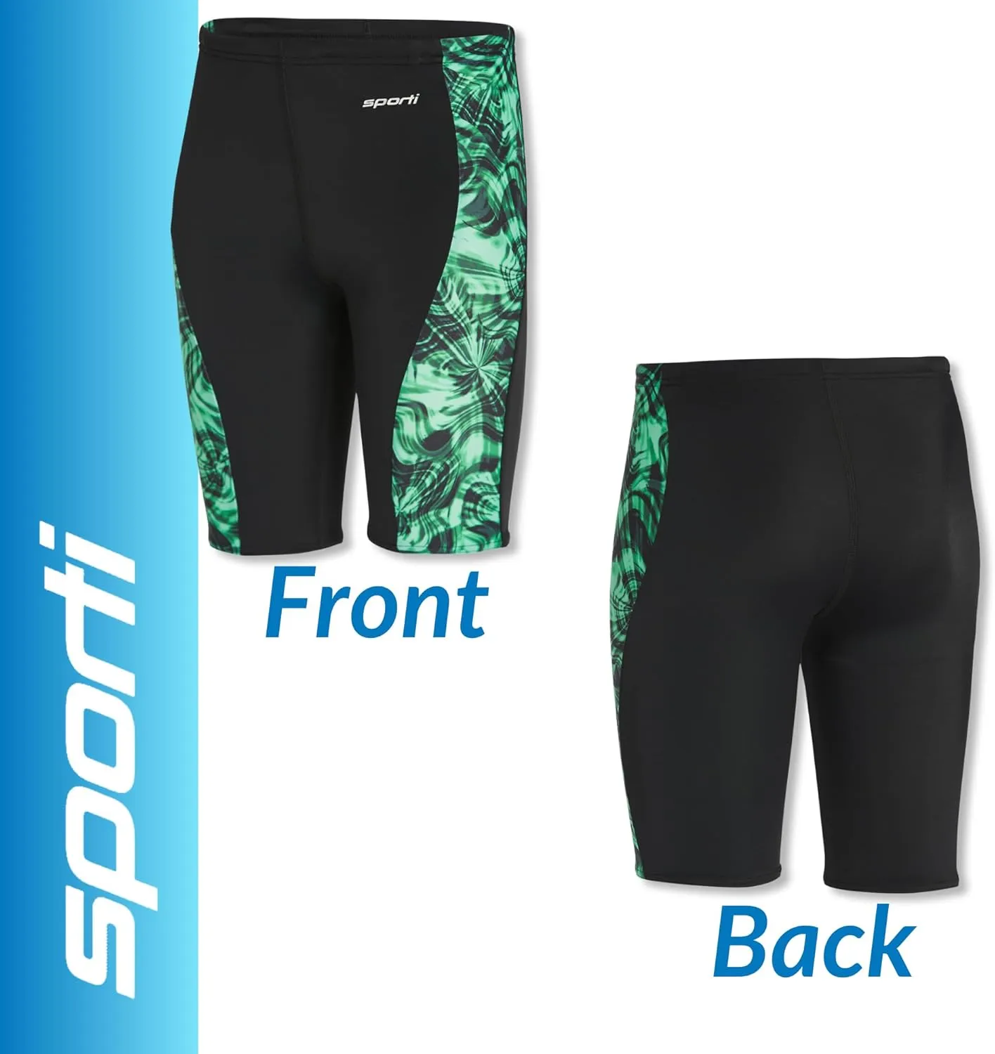 Sporti Boys' Swim Jammers - Youth Competitive Swim Racing Team Swimming Shorts Swimsuit Trunks Chlorine Resistant Quick Dry