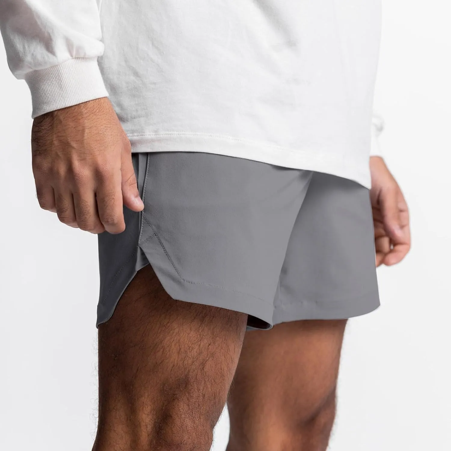 Sports Shorts for Men Cut Out Split Side Shorts Athletic Workout Gym Shorts Hiking Quick Dry Short for Running