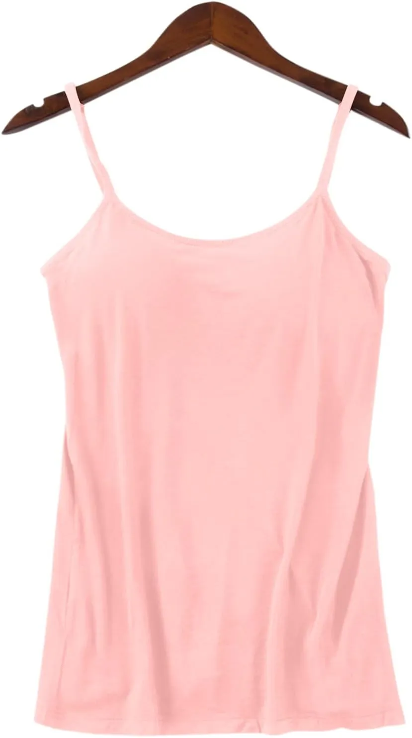 Summer Camisole Tops for Women Beach Strap Basic Padded Tank Top with Built in Bra Workout Yoga Shirts