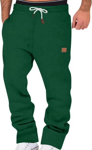 Summer Pants for Men Solid Color Elastic Waist Drawstring Pocket Slim Leg Breathable Athletic Summer Trendy Trousers