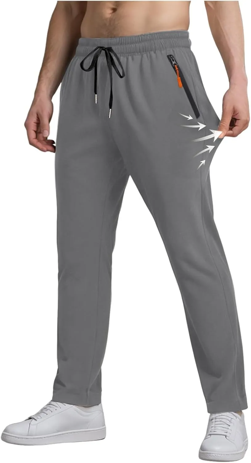 Summer Pants for Men Sweatpants Elastic Waist Drawstring Zipper Slim Leg Fashion Athletic Elasticity Cute Trousers