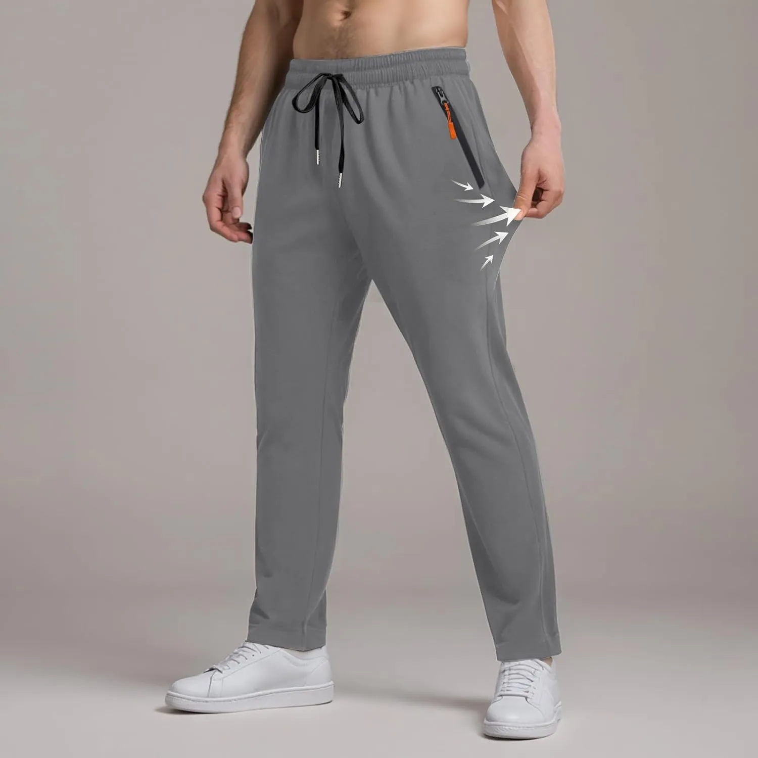 Summer Pants for Men Sweatpants Elastic Waist Drawstring Zipper Slim Leg Fashion Athletic Elasticity Cute Trousers