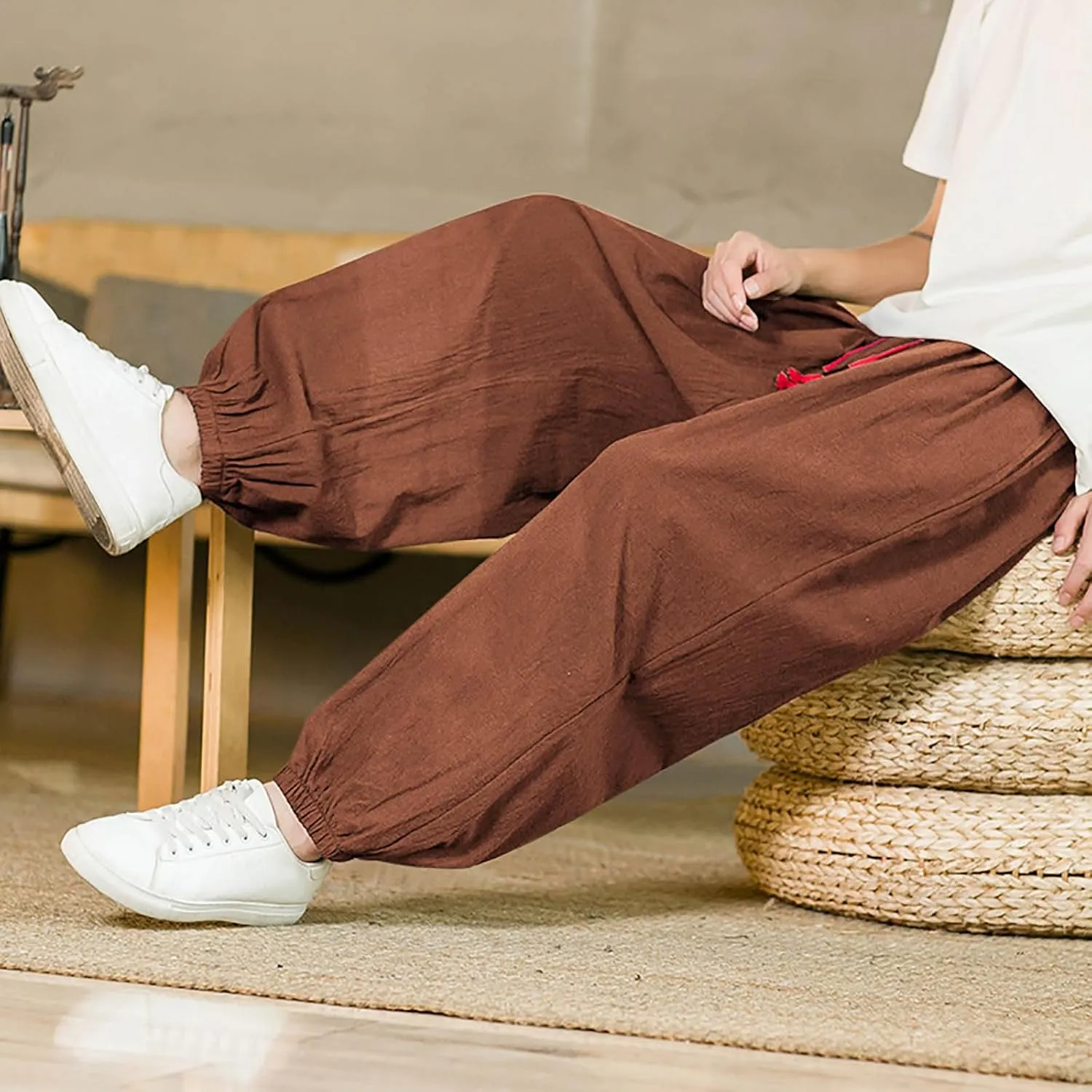 Sweat Pants for Mens Baggy Jogger Pants Loose Fit Straight Leg Elastic Waist Drawstring Gym Lounge Trousers